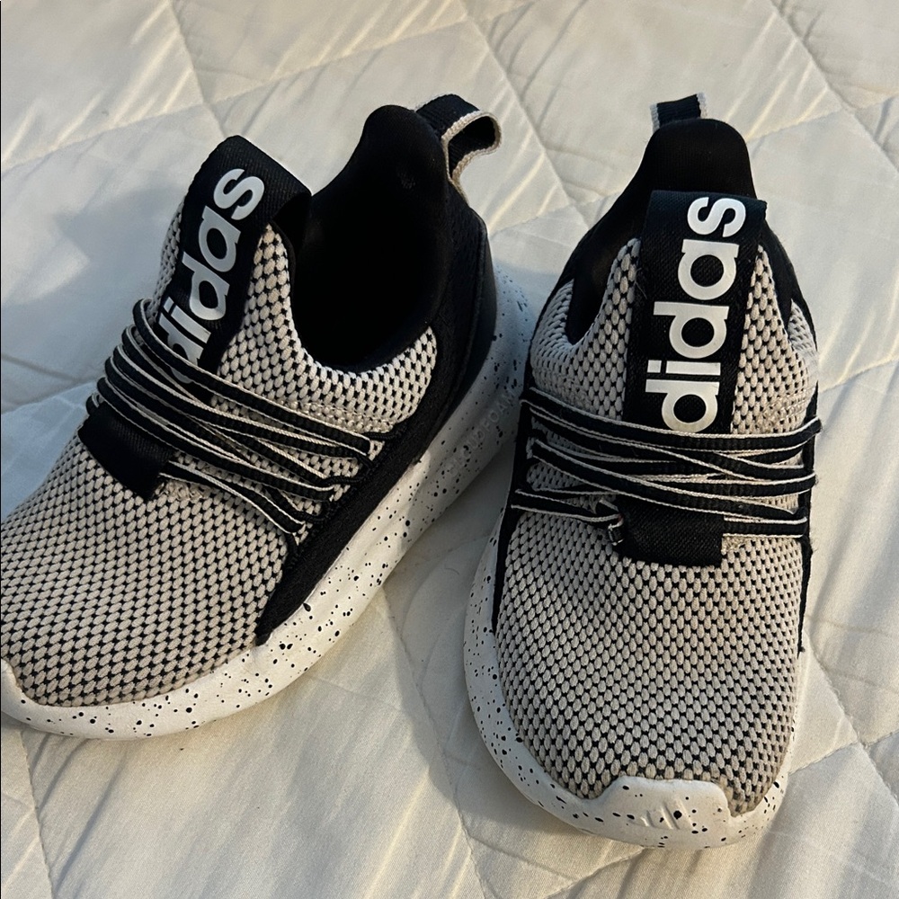 adidas Kids Black and White Knit Slip-On Sneakers